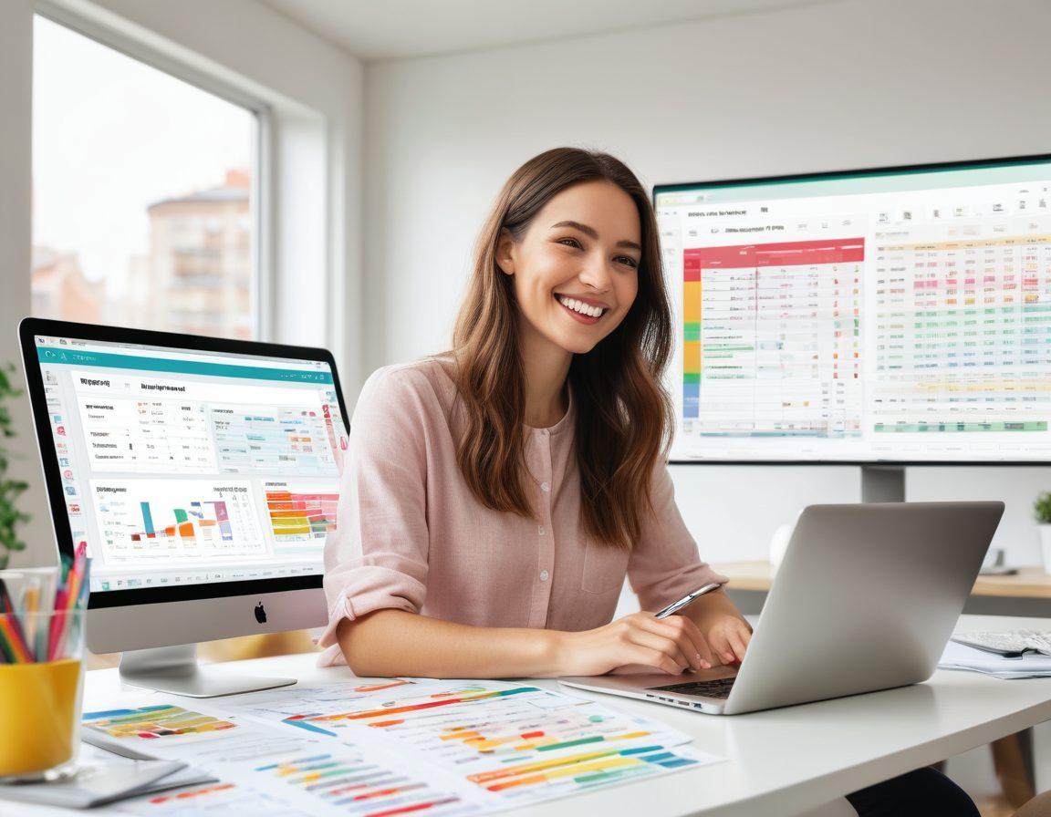 A visually engaging split-screen image showcasing a person happily reviewing various insurance policy options on a laptop and another person calculating savings with a calculator surrounded by coins. Include elements like charts and checklists in the background to emphasize comparisons, with a bright and optimistic color palette. super-realistic. vibrant colors. white background.