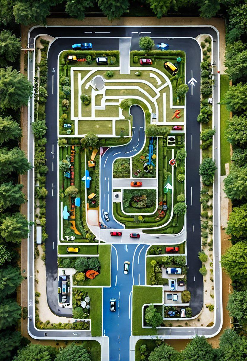 A sprawling maze symbolizing affordable car coverage options, with various pathways leading to different car icons representing diverse insurance choices. In the center, a bright light bulb representing knowledge and guidance shines down. Colorful arrows and signs around suggest affordability and clarity. Lush greenery as a backdrop to signify growth and opportunities. super-realistic. vibrant colors. white background.